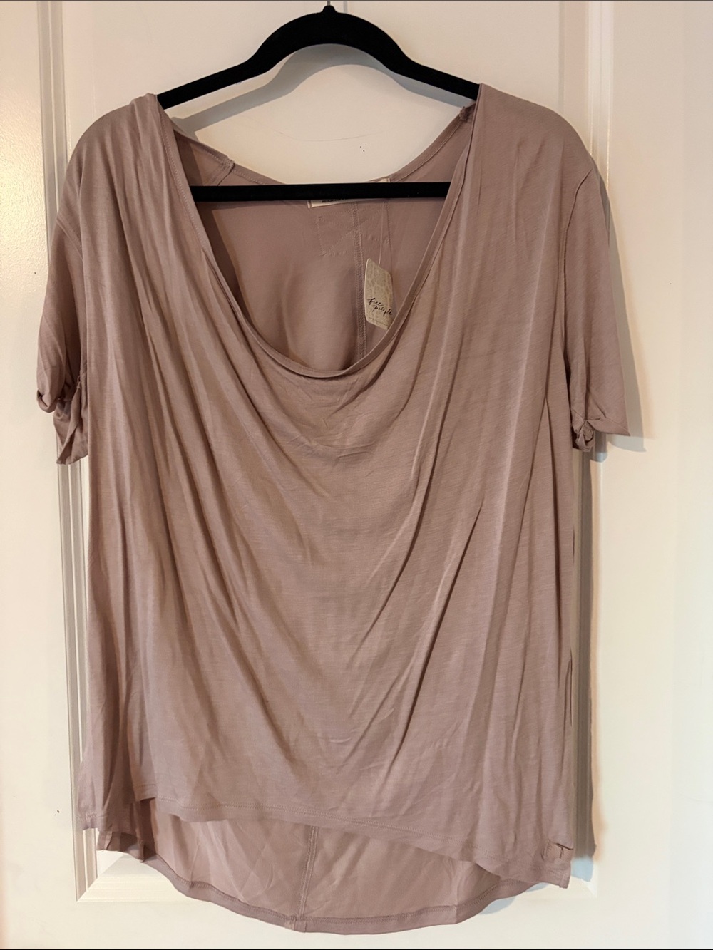 We The Free Draped Short-Sleeve Top in Blush Taupe